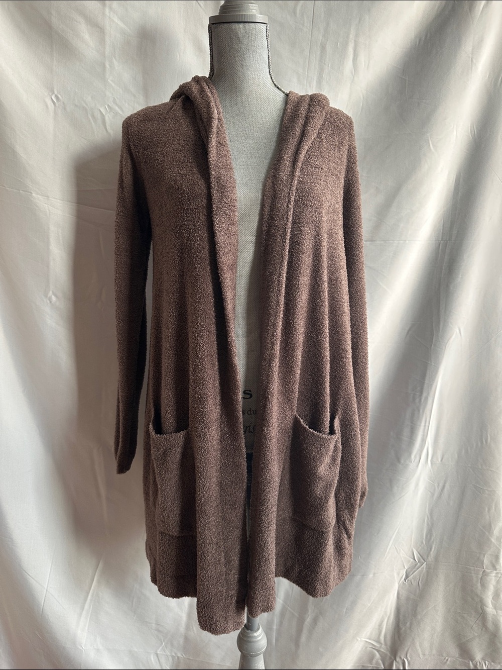 Barefoot Dreams Chocolate Brown Hooded Open-Front Cardigan